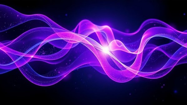 Futuristic quantum computing energy structure with dynamic waves.