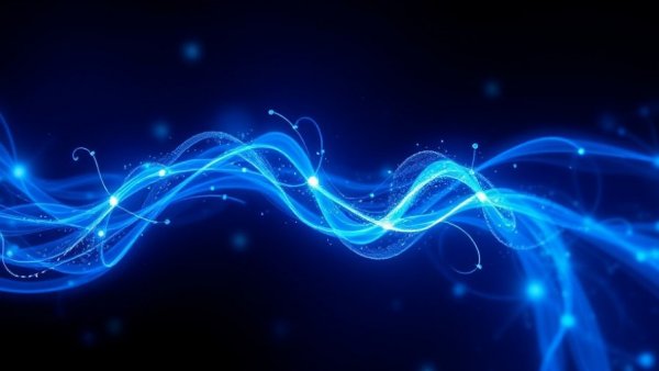 Vivid blue quantum energy illustration depicting quantum computing.