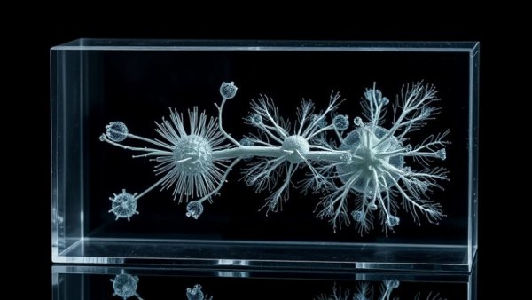 Clear ecoFAB model for plant microbe data collection, detailed acrylic design.