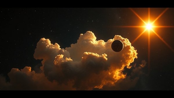 Mystery object and vaporized metal cloud in space.