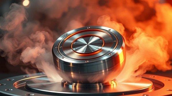 Superconductivity displayed with levitating disc and vapor swirl.