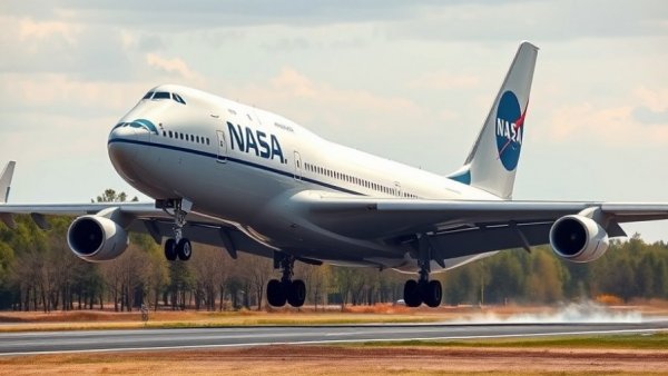 NASA aircraft making a belly landing on a runway.