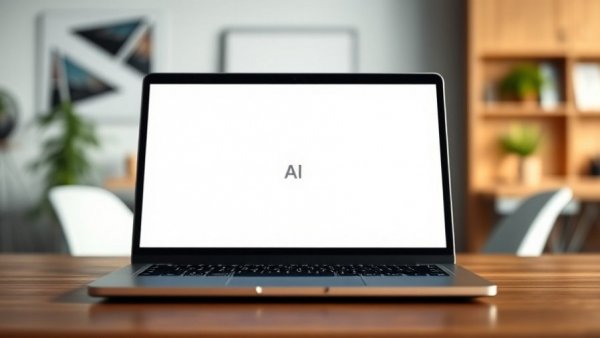 Anthropic unveils new AI model on sleek laptop in office.