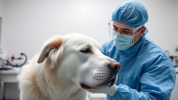 Pet in forensic investigation setting with professional examiner.