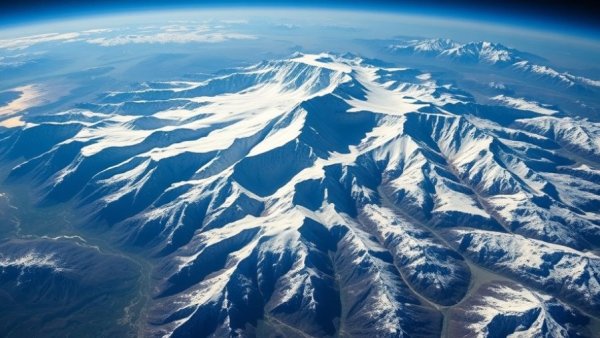 Snowy mountain range view from space highlighting Italy's Winter Olympics 2026 venues.