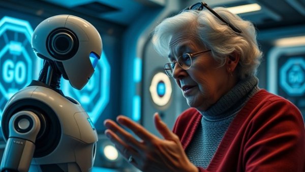 Futuristic scene illustrating empathy in artificial intelligence.