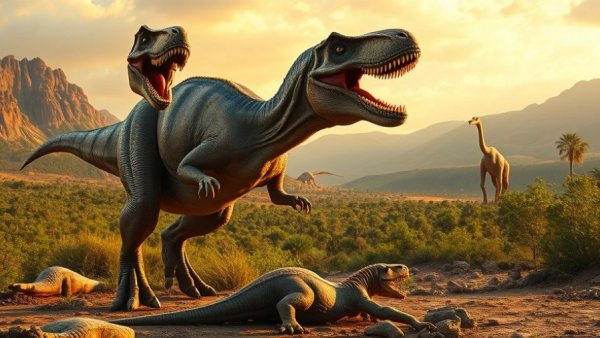 The Dinosaurs Netflix showcase with T-Rex and Brachiosaurus.