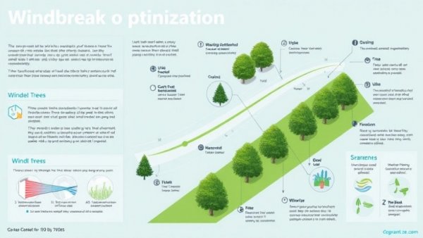 Infographic of Pareto-optimized windbreak designs with detailed annotations.