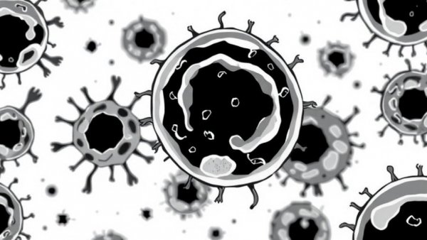 Listeria bacteria interacting with cancer cells in therapy illustration
