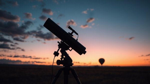 Balloon mission exoplanet science setup at twilight.
