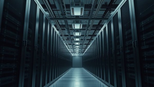 Modern data center illustrating AI power demands on electricity grid.