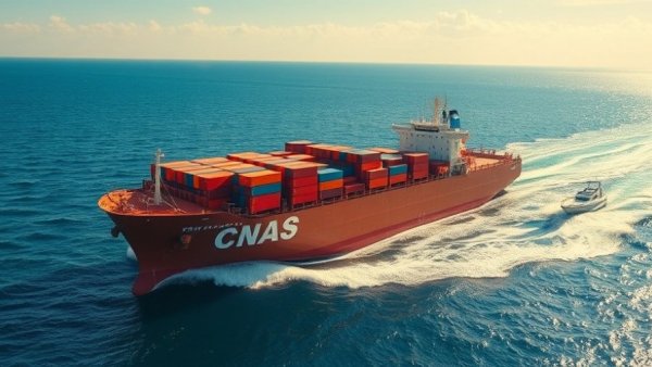 Cargo ship in open sea with speedboat, clear skies, GPS jamming attacks amid conflict.