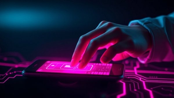 Futuristic interface interaction with iPhone hacking toolkit.