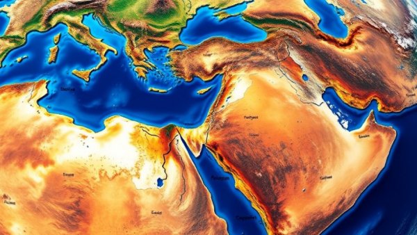 Countries impacted by the war on Iran, Middle Eastern map view.