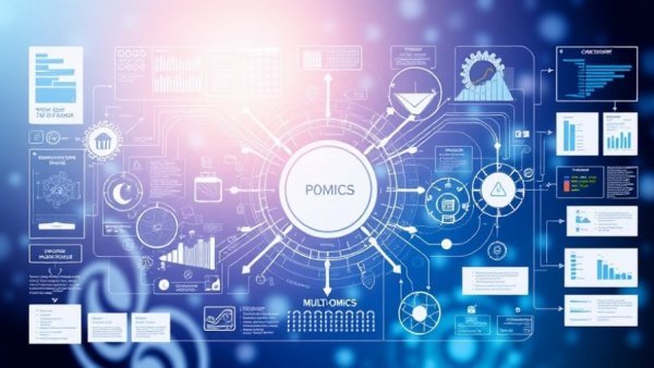 Diagram of multi-omics technology integration in biology.
