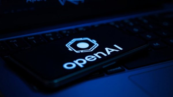 OpenAI logo on a screen highlighting safety protocols.