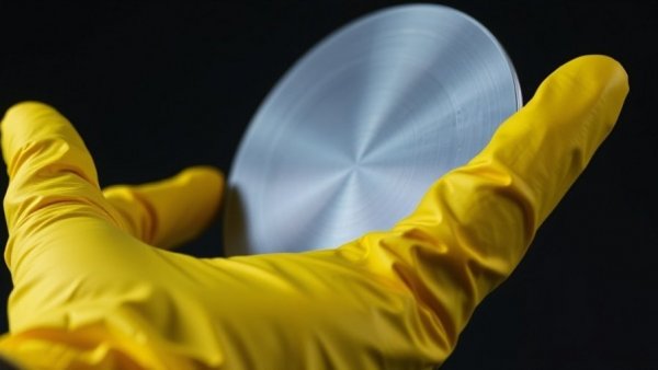 Gloved hand reaching for a metallic disc symbolizing Iran's nuclear fuel plan.
