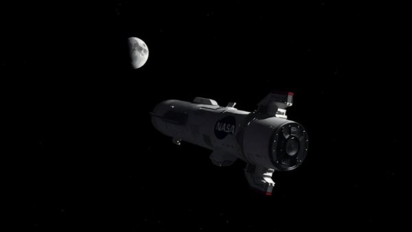 NASA spacecraft en route to the moon, highlighting challenges of returning.
