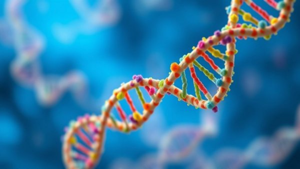 DNA strands illustrating biotech DNA storage in a blue space.