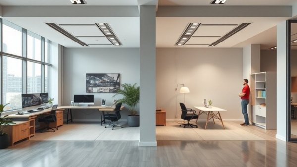 Two rooms divided by wall highlighting spatial design.