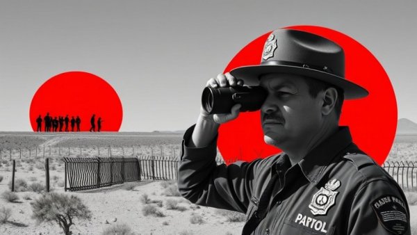 Border Patrol Challenge Coins theme with symbolic collage in red and black.