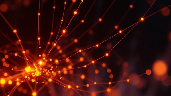 Futuristic AI compression concept with glowing digital nodes.