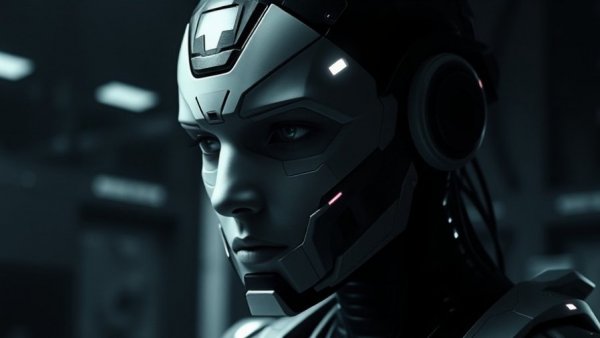 Mythos AI cybersecurity hype with futuristic cybernetic humanoid.