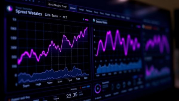 Digital interface analyzing space weather events with graphs.