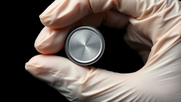 Gloved hand holding a reflective circular object related to space.