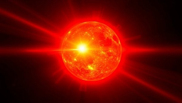 Vivid depiction of the sun with flares for sun dying discoveries.