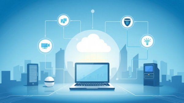 Digital security concept with interconnected devices illustration