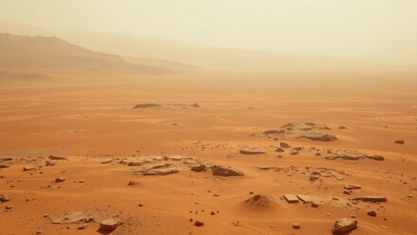 Aerial view of Martian landscape showing possible tidal influence.