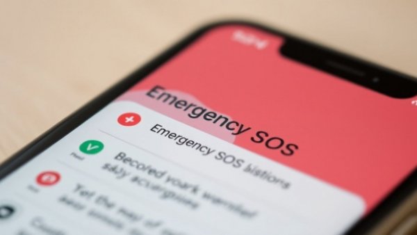 Close-up of iPhone SOS feature highlighting security.