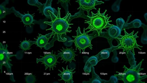 Microscopic cellular visualization with timestamps in 3D nanoscopy.
