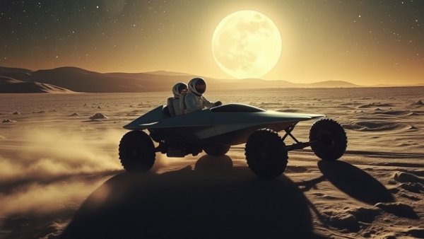 Futuristic lunar rover development on the moon's surface