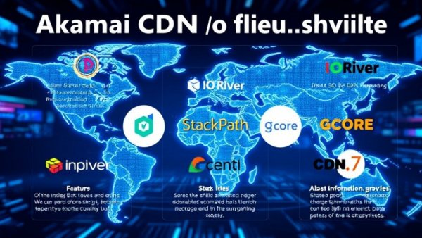 Akamai CDN Alternatives infographic with logos and features.