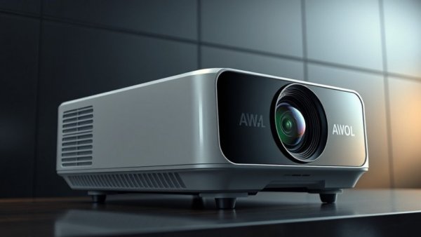 AWOL Aetherion Pro projector on sleek console in modern setting