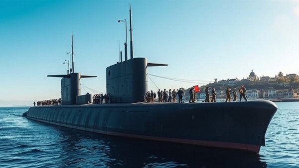 Military submarine near coastline with crew on deck, U.S. Navy submarine repair costs.