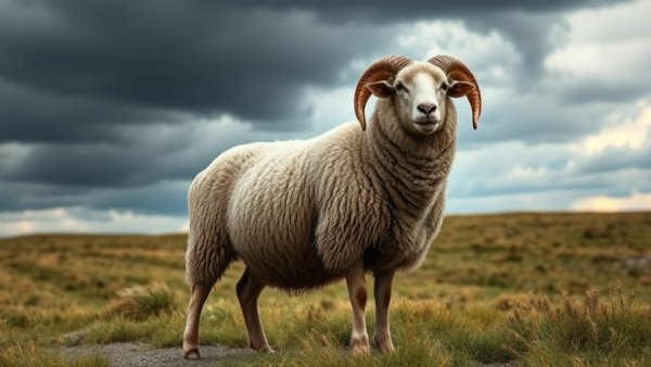 Majestic Merino sheep showcasing odor-resistant wool in a dramatic landscape.