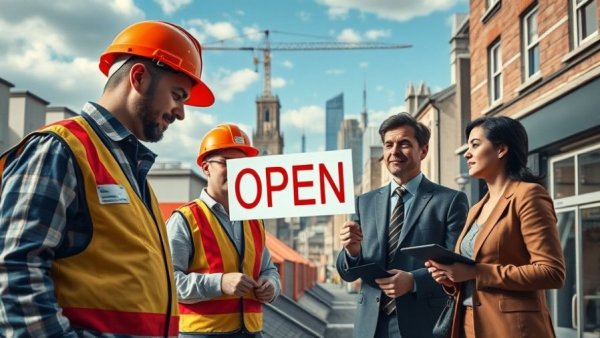 UK midsize businesses: construction, retail, and corporate meeting.