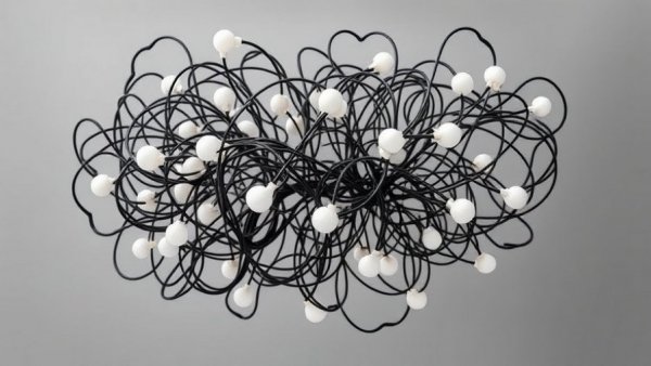 Abstract sculpture of neural network, symbolizing AI language learning.