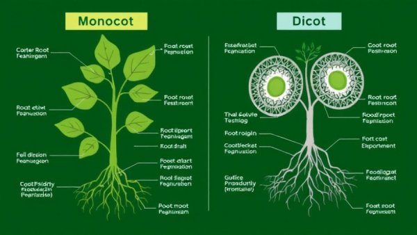 ROS-producing enzymes guide plant growth in a diagram of Monocots and Dicots