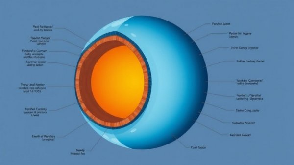 Illustration of ice giant planet's atmospheric layers.