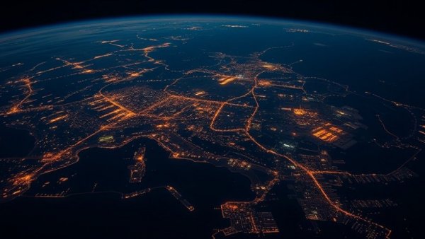 AI and climate commitments visualized through Earth's nightscape