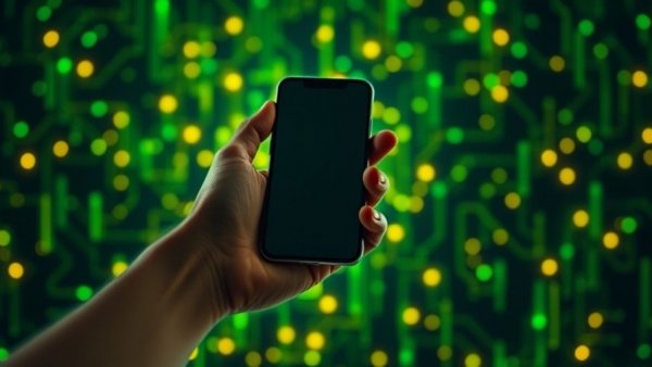 Digital depiction of privacy and technology with smartphone and symbolic EU stars.