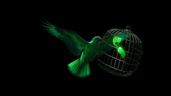 AI security breach symbolized by a bird escaping a cage