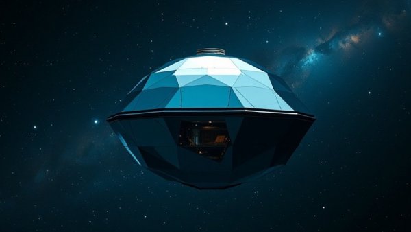 NASA Habitable Worlds Observatory in space, hexagonal mirror design.