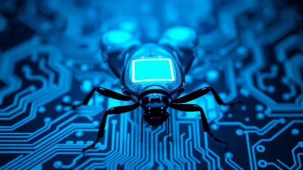 Zoom screen-sharing bug illustrated on a blue circuit board.