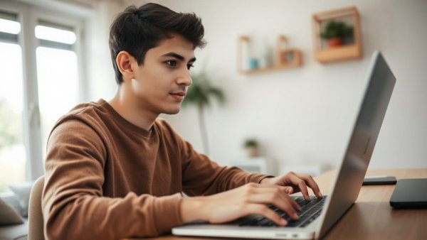 Young person coding, illustrating AI's benefits to younger and wealthier households.