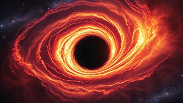 Supermassive black hole and planet formation in vibrant cosmic scene.